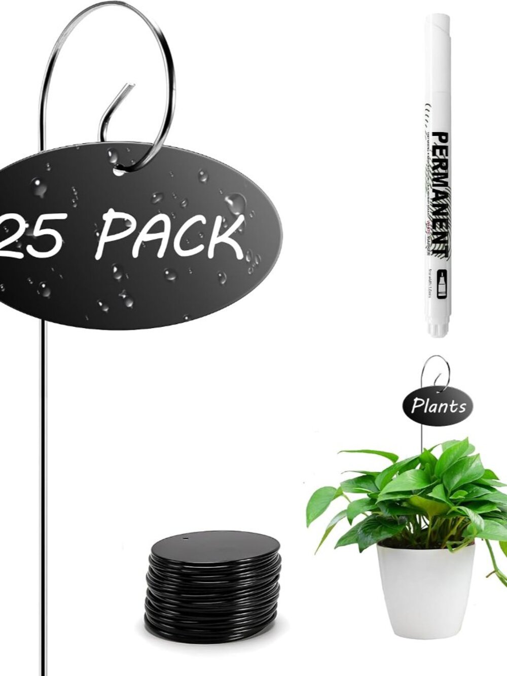 25 Pack Acrylic Plant Labels Stakes with Pen for Garden Plants